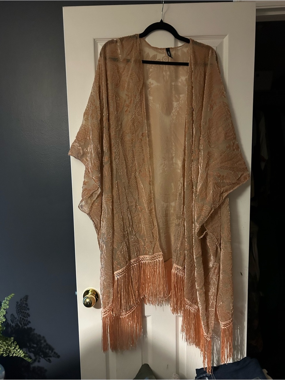 Torrid Beige Fringe Kimono Shawl - Neutral Accent Wrap